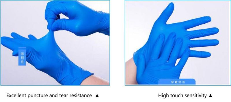 Blue Disposable Powder Free Nitrile Examination Gloves with 510K En455