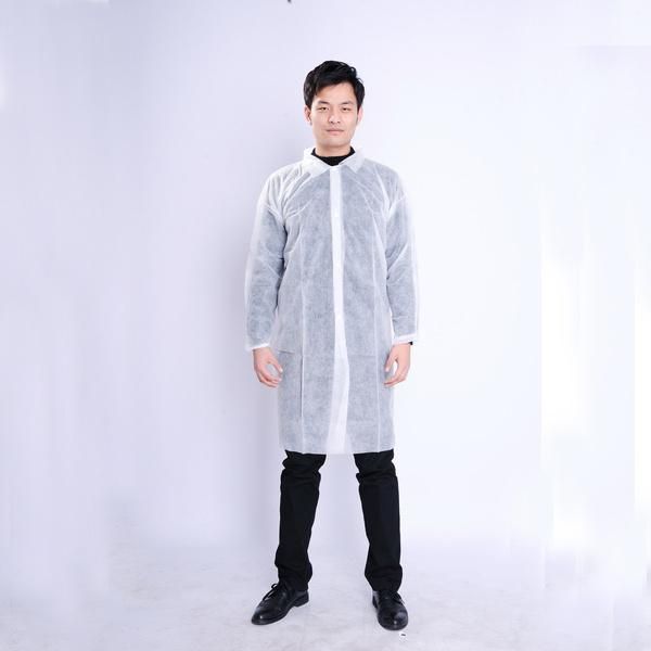 Disposable Polypropylene Non Woven Lab Coat Visitor Coat Isolation Gown