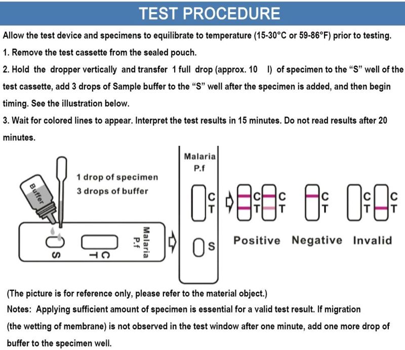 One Step High Quality Malaria Rapid Diagnostic Test Kit