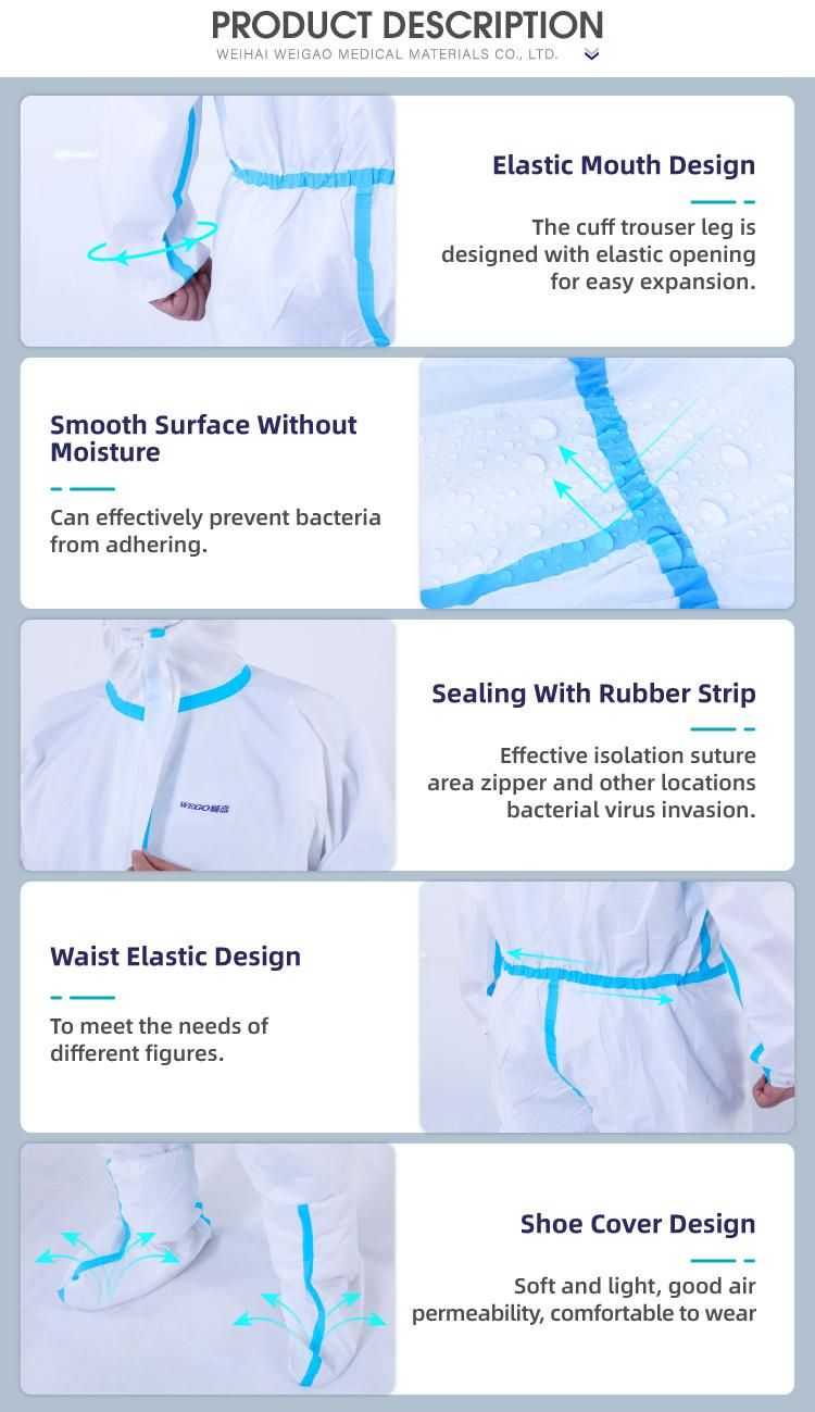 Breathable Disposable Medical Protection Suit with Hood