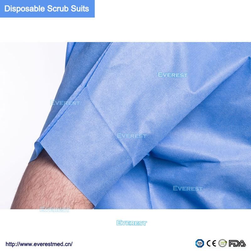 Disposable V-Neck Scrub Shirt Blue