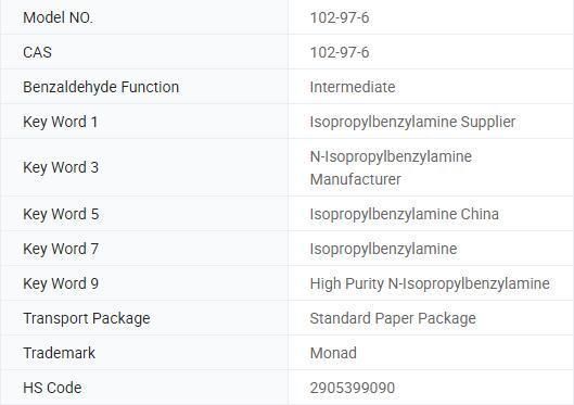 Research Chemical Best Price Benzylisopropylamine Isopropylbenzylamine 102-97-6