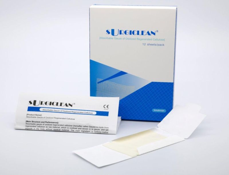 Surgiclean Absorbable Gauze Oxidized Regenerated Cellulose 5*8 Cm Stop Bleeding in Surgery with CE