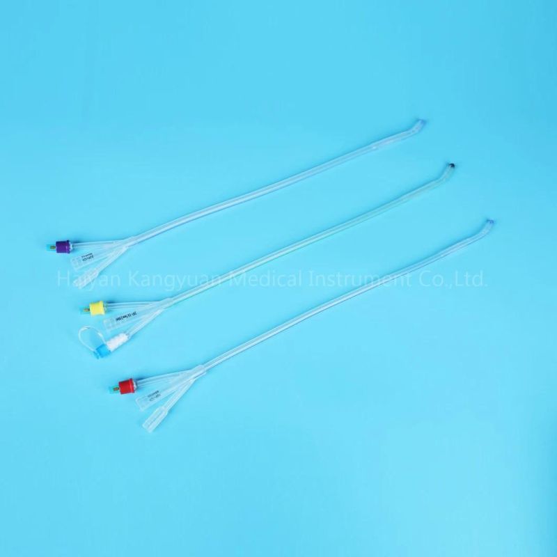 Silicone Foley Catheter 3 Way Coude Tip Tiemann Normal Balloon China Producer