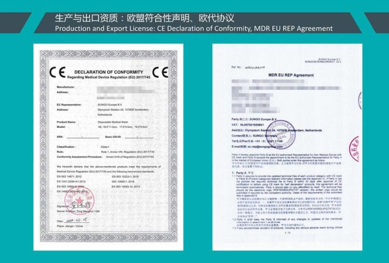 Factory Price Disposable Face Mask 3 Plys Non Woven ISO Certificate More Than 98.7%   Mask Sultability Hygroscopic