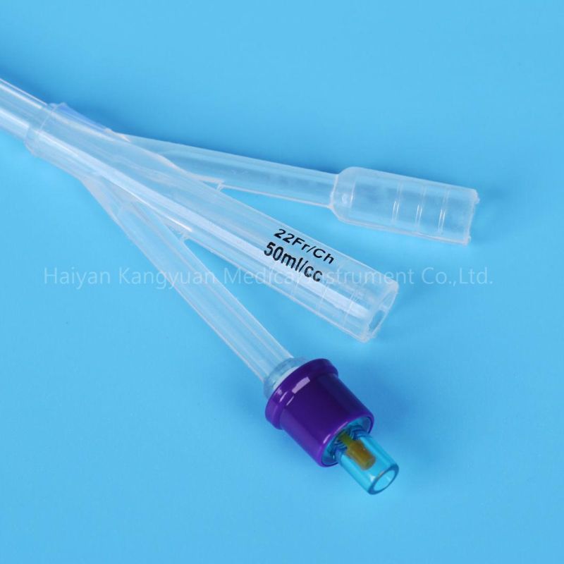 Three Way Coude Tip Tiemann Normal Balloon Silicone Foley Catheter Urethral