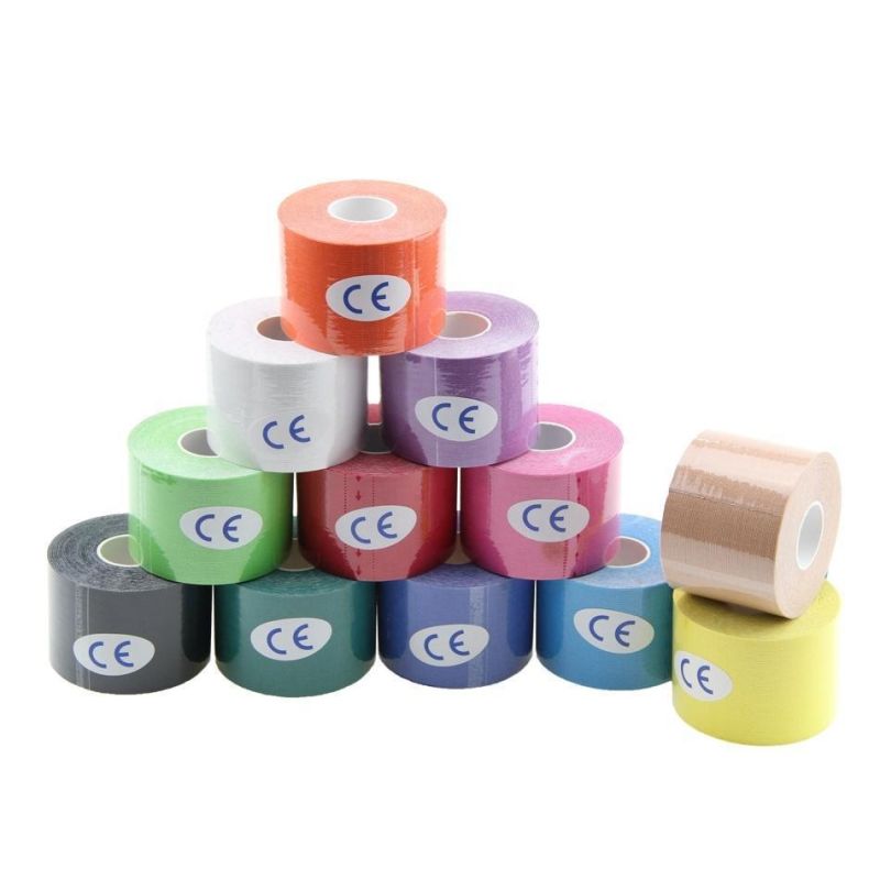 HD3107 5cmx5m 2′′x16.4FT OEM Custom Logo Printing Pre-Cut Regular Sports Muscle Kinesiology Tape for Sport and Physiotherapy