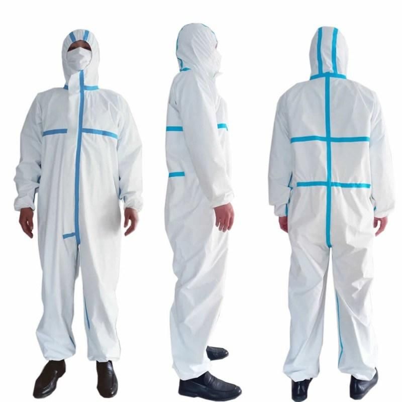 Ly CE SMS Microporous Coveralls Heat Sealed Tape Seam Disposable Medical Coverall