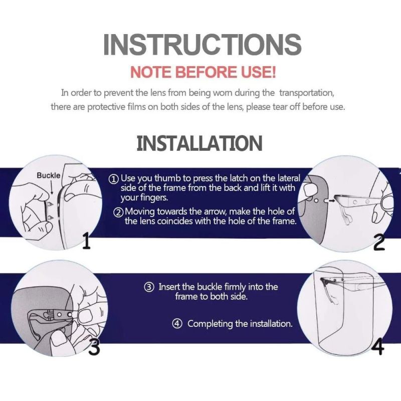 Mdr CE Approved Anti-Dust Face Shield with Protective Effect Blocking Spatter of Liquid