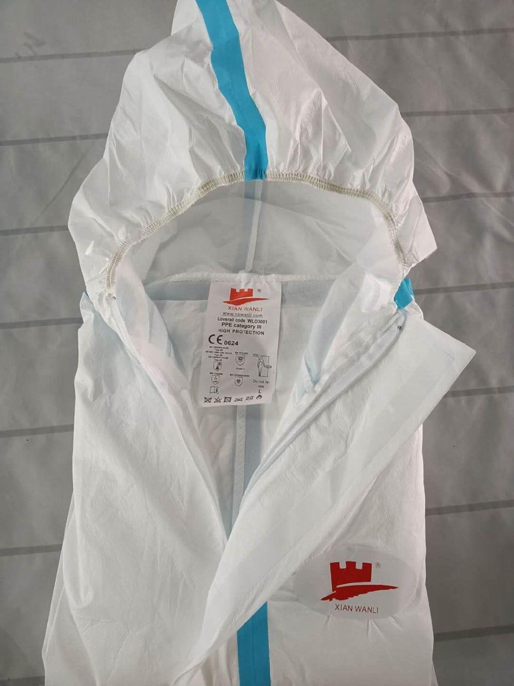 White Protective Workwear Disposable Type 4/5/6 Microporous Taped Coverall