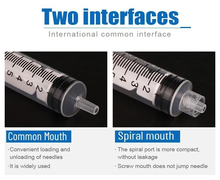 1ml/2ml/3ml/5ml/10ml/50ml Medica Disposable Syringe with Factory Price