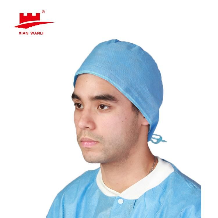 Disposable PP Non Woven Strip Clip Cap Bouffant Head Cover Hair Net Surgical Doctor Hat Round Mob Cap