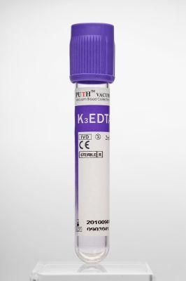 Vacuum Blood Collection Tube, EDTA Tube, Lavender or Purple Cap with Ce, ISO 13458