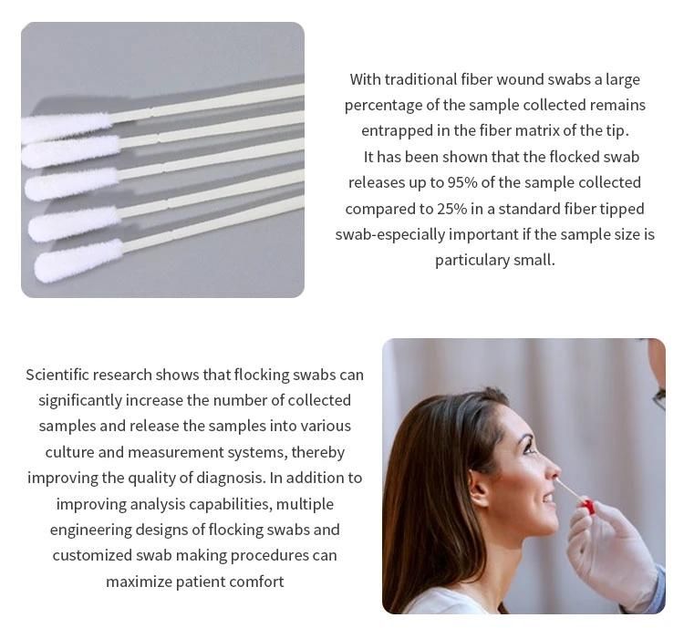 Sterile Nasopharyngeal Flocked Nasal Swabs for Sampling