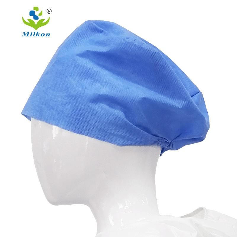 Disposable PP Non Woven Strip Clip Cap Bouffant Head Cover Hair Net Surgical Doctor Hat Round Mob Cap