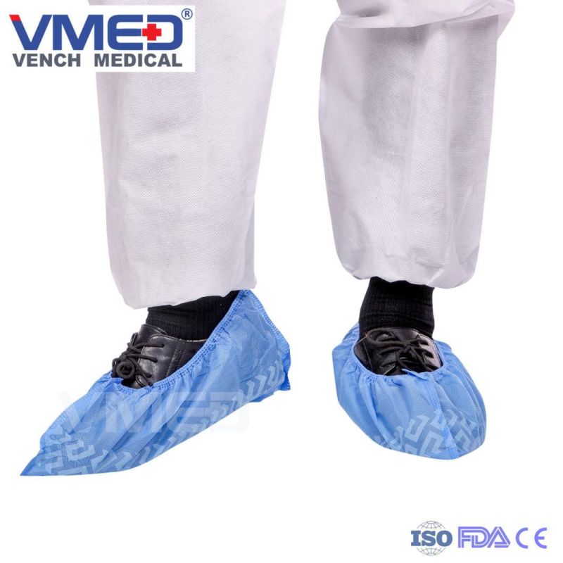 Blue Color Waterproof Non-Woven Disposable Medical Shoe Cover