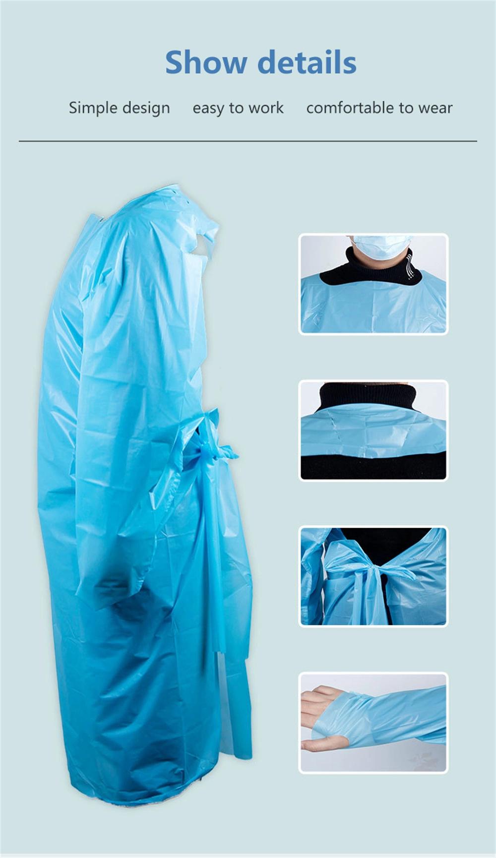 Wholesale Cheap Price CPE Waterproof Anti-Spray Blue Disposable Gown