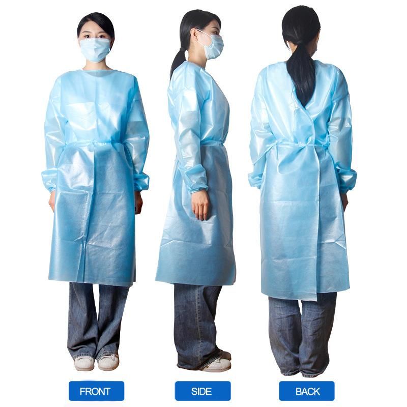 Disposable Non-Woven Elastic SMS Non-Woven Fabrics 35 GSM Isolation Gown Protective Clothing