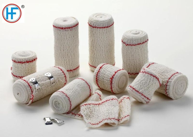 10cm X4.5m Chinese Supplier with ISO/CE/FDA Approved Direct Sale 75g Red/Blue Line Crepe Elastic Bandage
