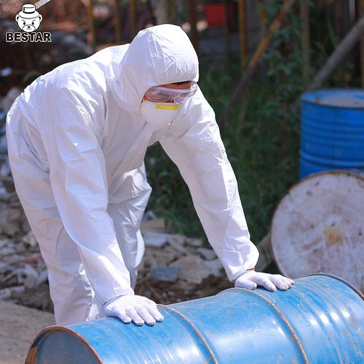 En14126 Standard Medical Industry Construction Paint Spraying Mining Use Type 5b/6b Breathable Microporous Film Coverall Protective Suit