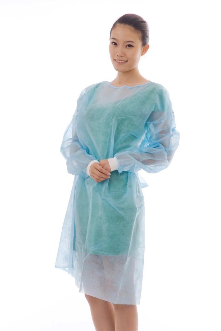 Elastic Cuffs Fluid-Resistance Disposable Medical Use PP Isolation Gown Long Sleeves Disposable Patient Gown for Hospital