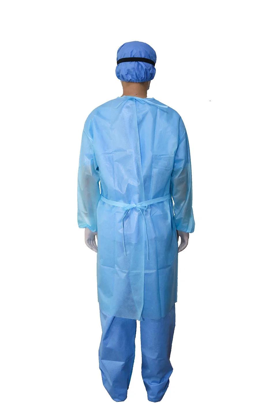 Factory Low Price Non Sterile 50GSM PP Non Woven Isolation Gowns Disposable