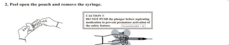 CE FDA Approved Retractable Safety Syringe 0.3/0.5/1/3/5ml with Fixed Needle for Hypodermic Injection