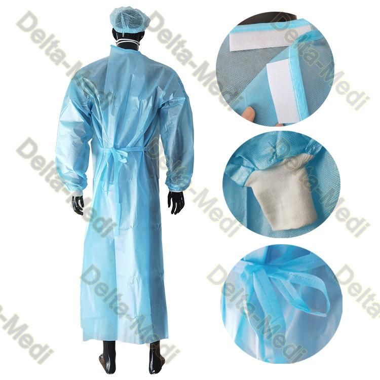 AAMI Level 2 Level 3 PP Coated PE Film Disposable Isolation Gown