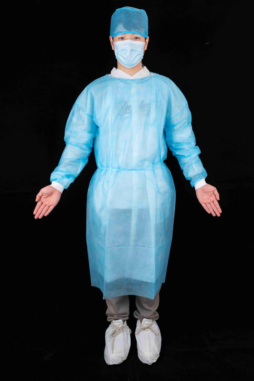 Water-Resistance Medical Use Non-Woven Isolation Gown with Knitted Wrist Disposable PP Medical Clothing