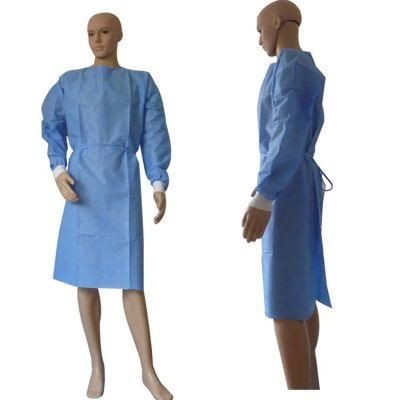 Factory Direct Supply Disposable Non-Woven Surgical Gown SMS Medical Isolation Gown One-Piece Protective Gown with Hood