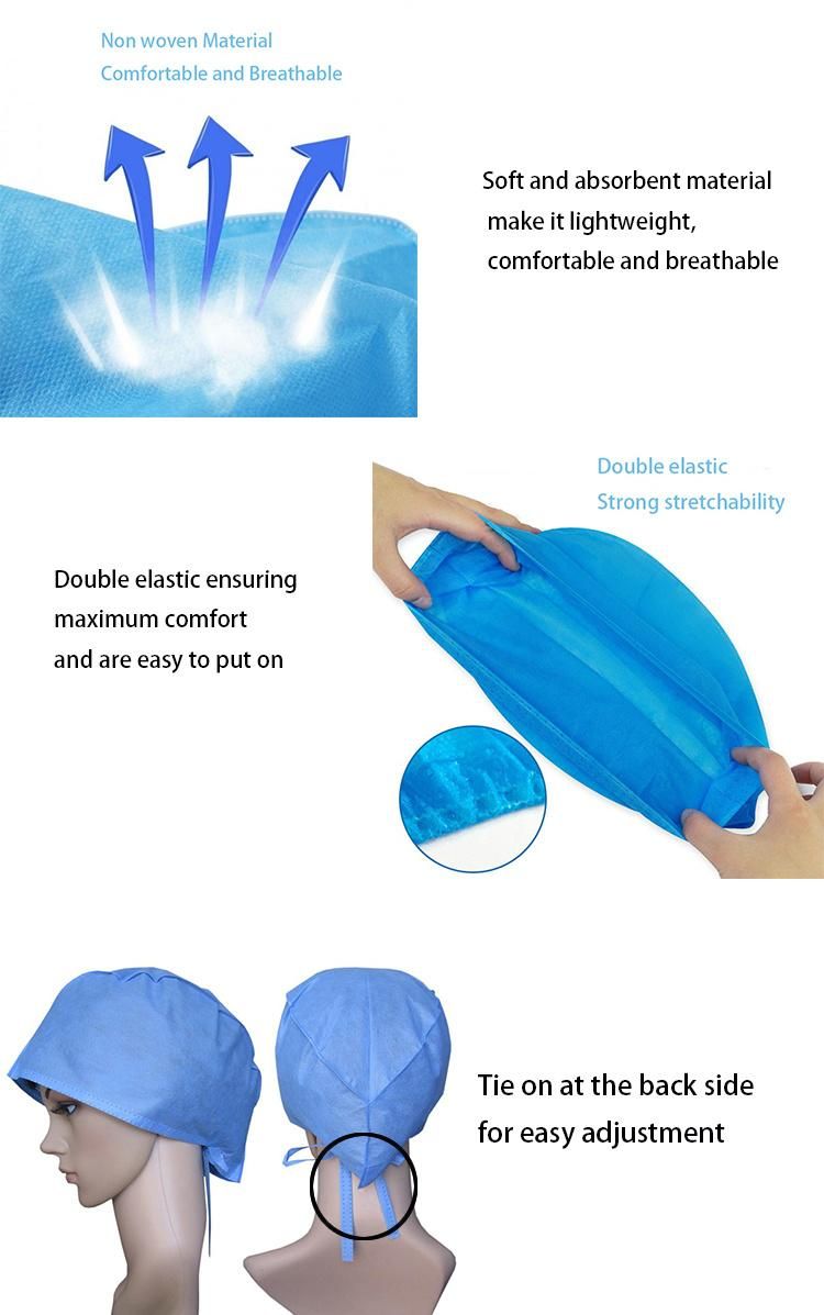 PP Nonwoven Disposable Doctor Cap/Surgical Cap with Tie