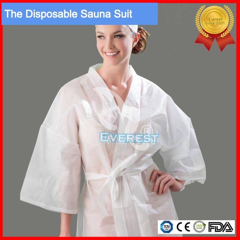 PP Disposable Nonwoven Sauna Robe for Beauty Salon and SPA