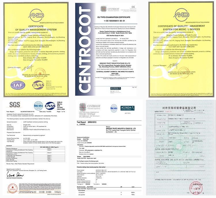 Non-Woven Disposable Microporous Film Laminated Anti-Static Sf Cleaning Coveralls