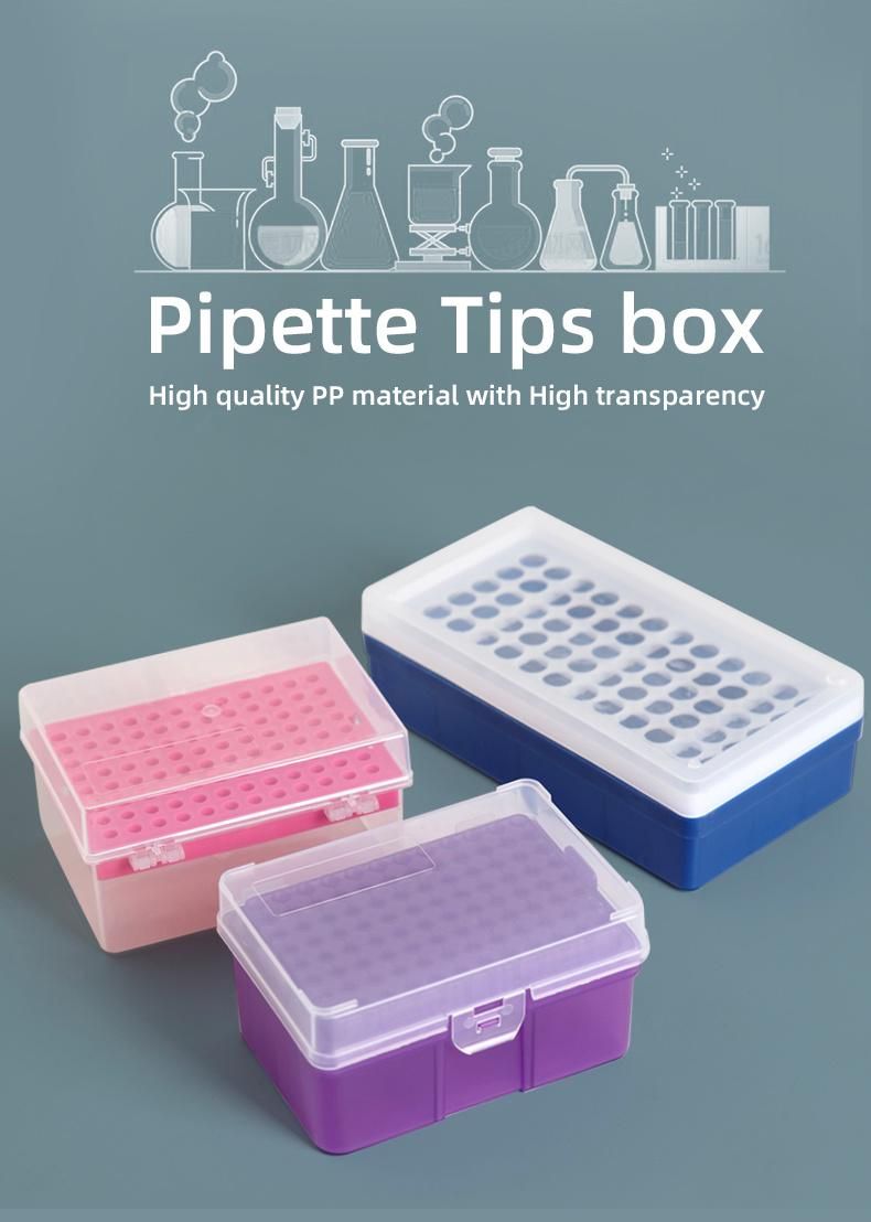 in Stock Wholesale 100UL Filter Plastic Pipette Tips Box with Rack
