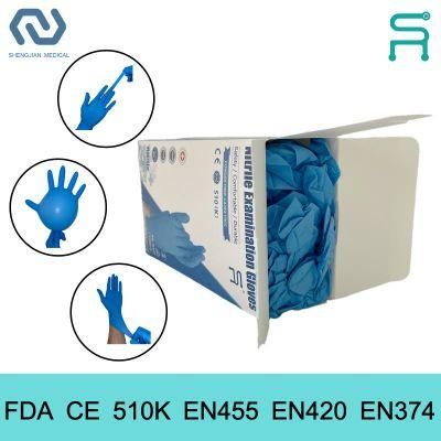 Free Sample Powder Free 510K En455 Disposable Nitrile Examination Gloves