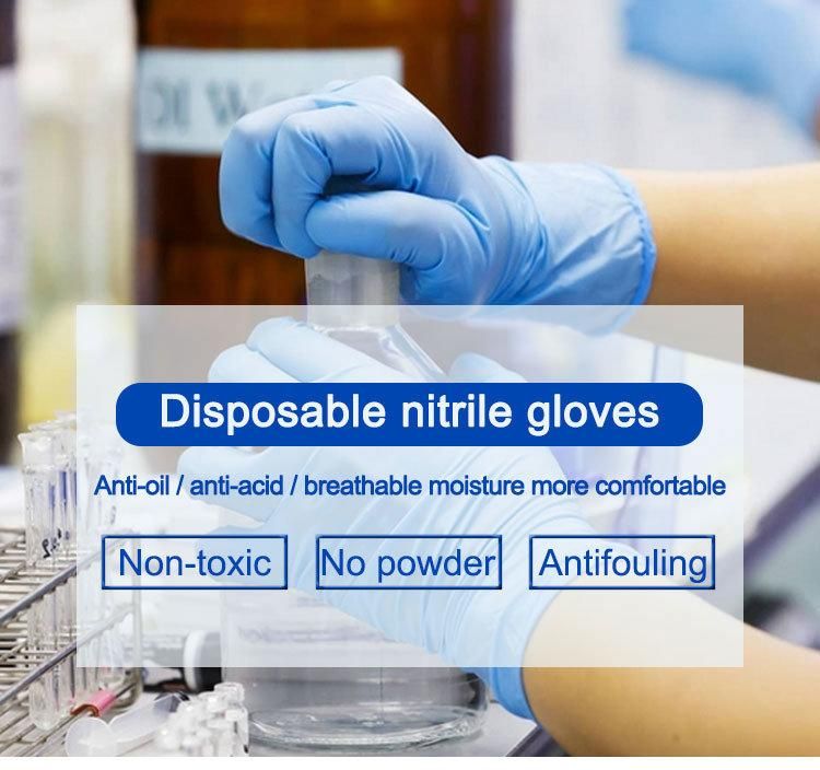 Factory Wholesale Disposable Gloves Medical Powder Free Blue Black Industrial Work Working Exam Examination Nitrile Glove