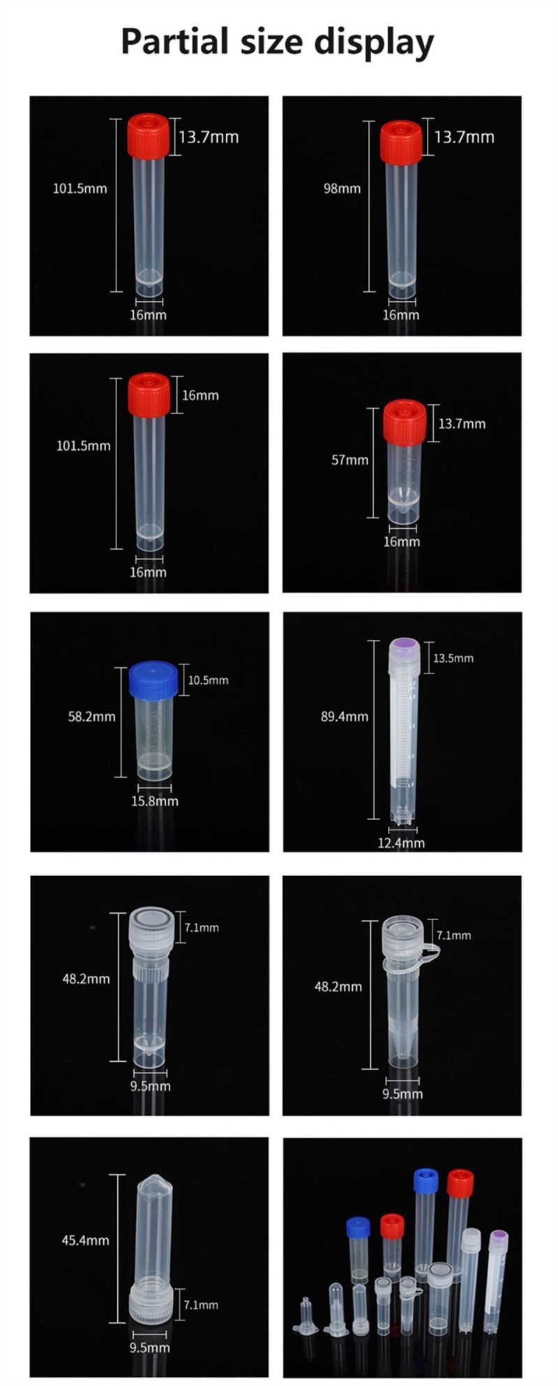 5ml 10ml Conica Bottom Clear PP Test Tube Laboratory Test Tube Plastic Graduated Cryovial Test Tube