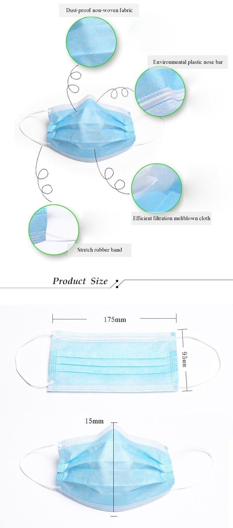 Dental Use Disposable Surgical Mask with Earloop 3ply Non-Woven Medical Face Masks Prevent Virus