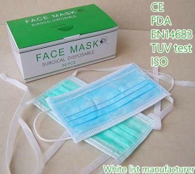 Customs Approved White List Pleated Surgical Tie in up Mask Eo Sterile From Factory