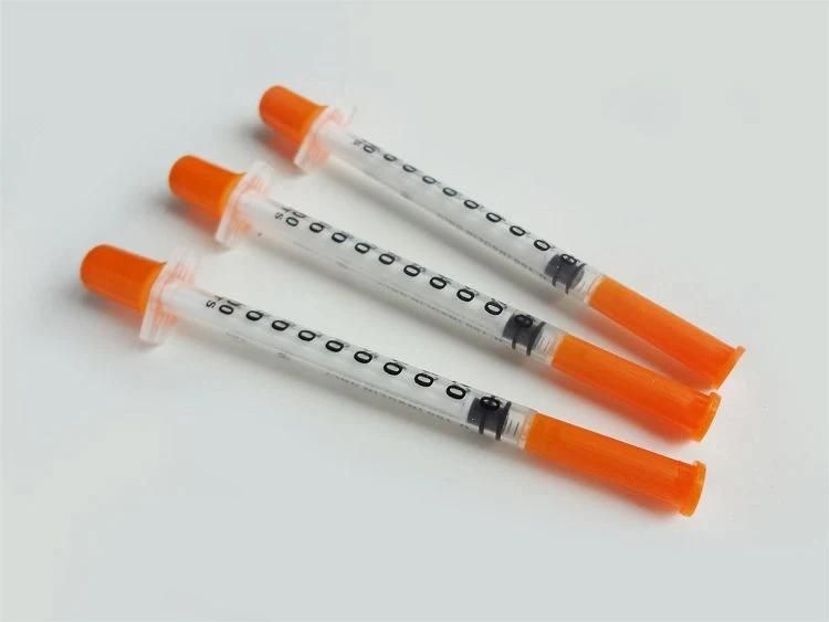 Disposable Medical 1 Ml 0.5 Ml Sterile Colored Insulin Syringe