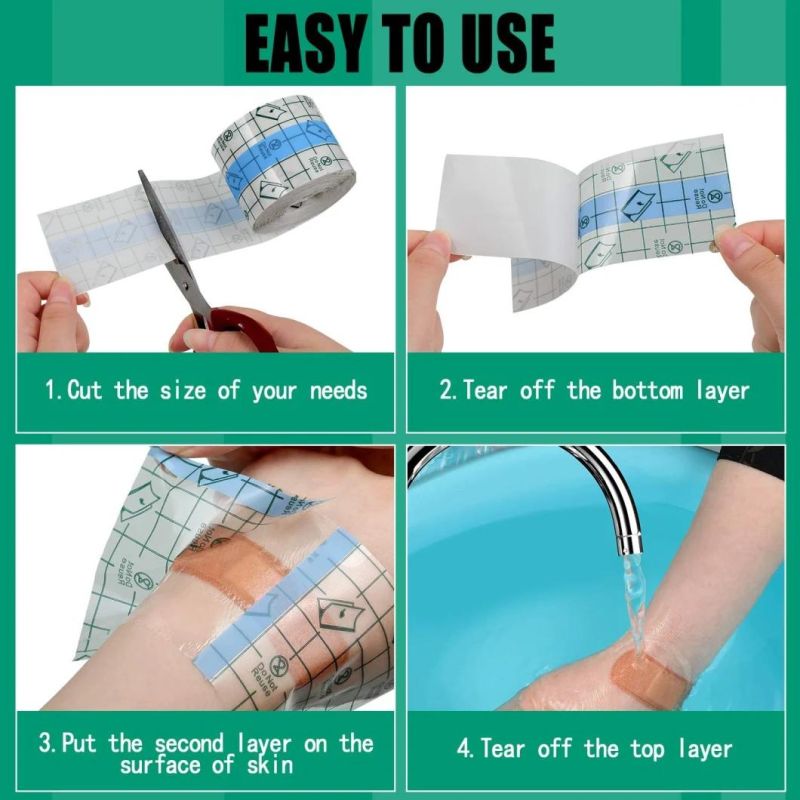 CE ISO PU Film Transparent Adhesive Film Roll Waterproof Adhesive Wound Dressing