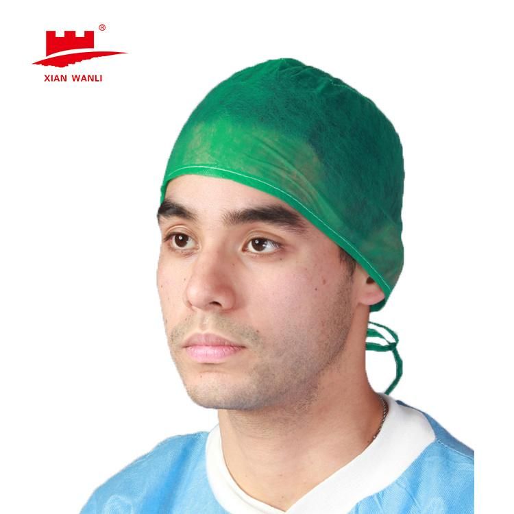 Disposable PP Non Woven Strip Clip Cap Bouffant Head Cover Hair Net Surgical Doctor Hat Round Mob Cap