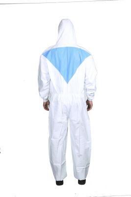 White Microporous and Blue Triangle SMS Type 5-6 Tyvek Hazmat Suit