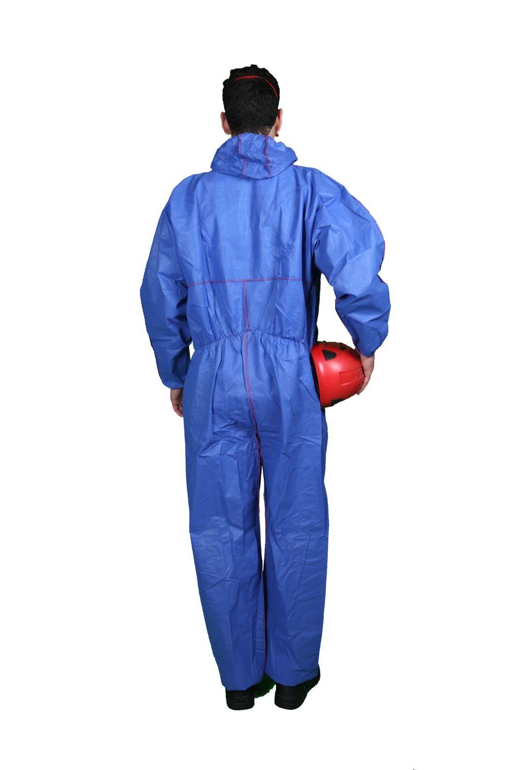 Type 5-6 Non-Woven SMS Coverall Suits with Stitched Seams