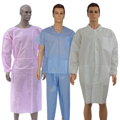 Hospital Patient Gown Clothing Non Woven Disposable Lab Coat Medical Scrub Suit