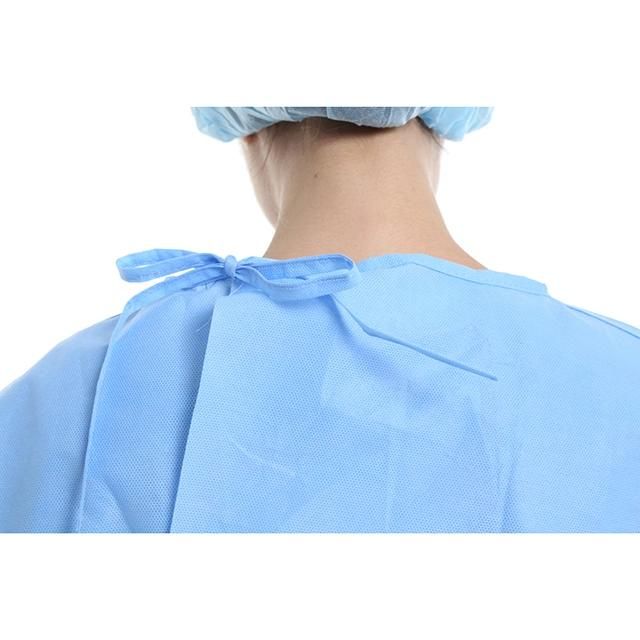 Disposable AAMI 2/3 Hospital Use PP/SMS/PE Coated Surgical Gown Waterproof Blood Fluid Resistance Fire Retardant