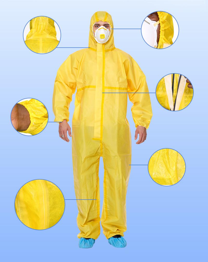 Type 3-4-5-6 Chemical Spray Tight Sf PP PE Fabric Protective Coverall
