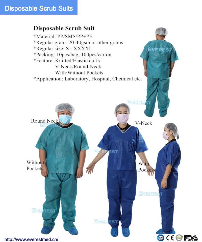 Disposable Surgical SMS Scrub Suit for Hospital Use