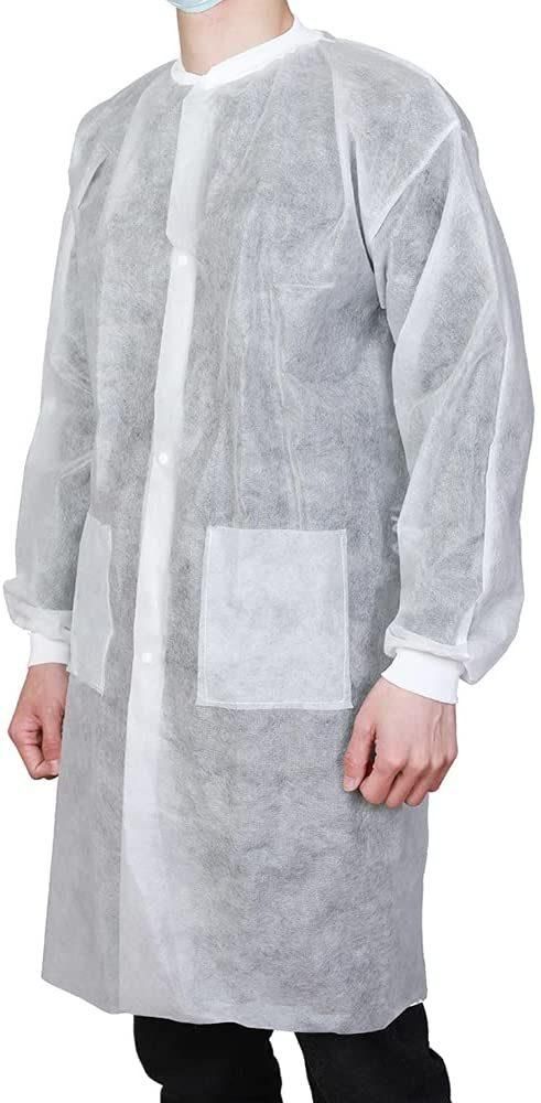 Cheap Surgical Disposable Spp Labcoat with 4 Press-Buttons