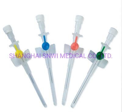 Medical Disposable Butterfly Type Different Size Color 14G 16g 18g 20g 22g 24G 26g Safety IV Cannula Catheter with Wing Injection Port